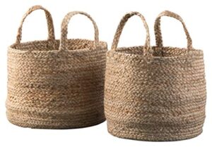 signature design by ashley brayton jute 2 piece braided basket set, light brown