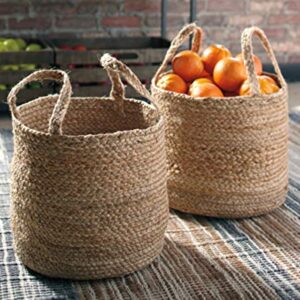 Signature Design by Ashley Brayton Jute 2 Piece Braided Basket Set, Light Brown