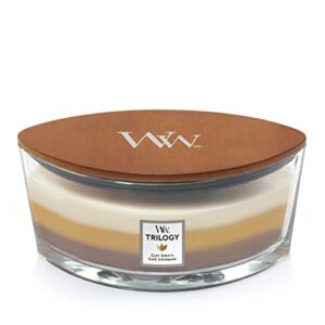 woodwick ellipse scented candle, café sweets trilogy, 16oz | up to 50 hours burn time