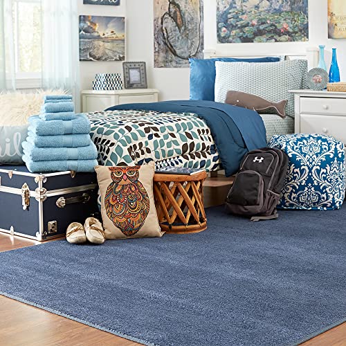 OCM All-Purpose 4' x 6' Foldable Carpet in Navy Blue | Area Rug for College Dorm Rooms, Bedrooms and Bathrooms | Rubber Backing | Nylon Pile for Soft Plush Feel and Durability