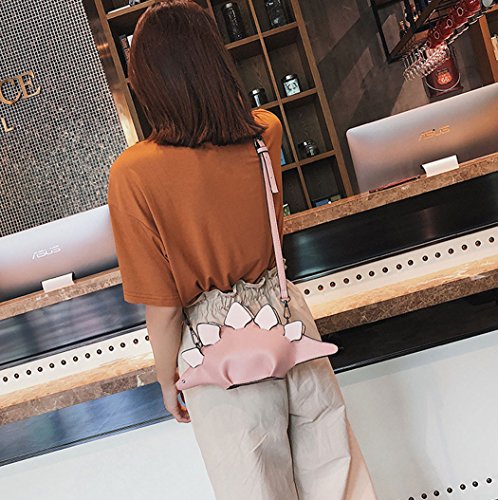 MILATA Dinosaur Shape Cross Body Bag Women Pu Leather Chic Clutch Purse for Girls (pink)