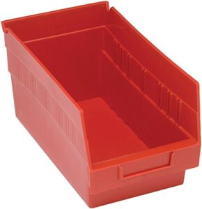 quantum storage systems k-qsb202rd-10 10-pack plastic shelf bin storage containers, 11-5/8″ x 6-5/8″ x 6″, red