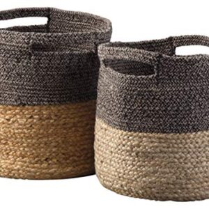 Signature Design by Ashley Parrish Boho 2 Piece Basket Set, Light Brown & Black