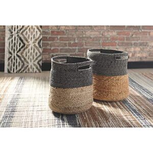 Signature Design by Ashley Parrish Boho 2 Piece Basket Set, Light Brown & Black