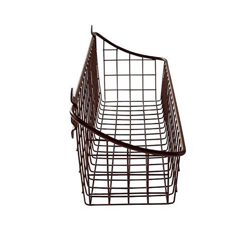 Spectrum Diversified Vintage Cabinet & Wall-Mounted Wall Basket for Storage & Organization, Rustic Farmhouse Decor, Sturdy Steel Wire Storage Bin, Medium, Bronze