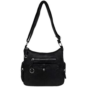 bueno of california smooth faux leather shoulder, black