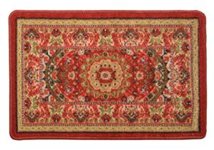 rugstylesonline persian medallion red doormat, slip resistant rubber back door mat for indoor entry,french door mat, 18″ x 30″ red oriental doormats
