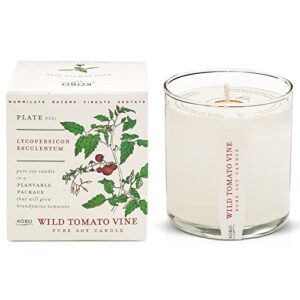 kobo wild tomato vine candle with plantable box (9 oz) | plant the box collection, 100% pure soy wax candles | hand-poured in usa | long lasting 60 hour burning candles | scented candles for home