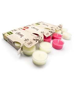 floral premium tealight candles variety 3 pack (18 highly scented tea lights) – rose petals, jasmine, gardenia – made with essential & natural fragrance oils – flower collection