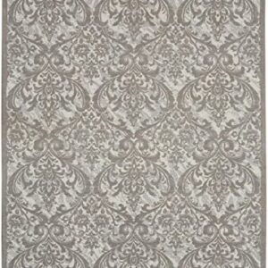 Nourison Damask Vintage Ivory/Grey 5' x 7' Area -Rug, Easy -Cleaning, Non Shedding, Bed Room, Living Room, Dining Room, Kitchen (5x7)