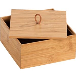 WENKO Terra M 23923100 Bamboo Storage Box with Lid 15 x 7 x 15 cm Brown