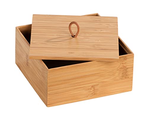 WENKO Terra M 23923100 Bamboo Storage Box with Lid 15 x 7 x 15 cm Brown