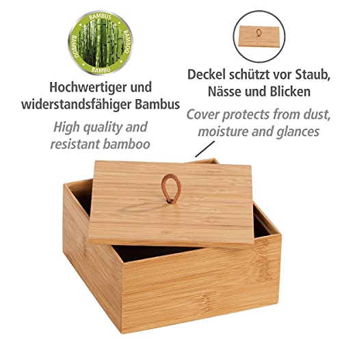 WENKO Terra M 23923100 Bamboo Storage Box with Lid 15 x 7 x 15 cm Brown