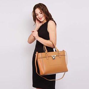 Women's Handbag Large Top Belted Padlock Shoulder Bag Tote Satchel Purse Hobo Bag for Work (Camel)