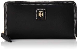 tommy hilfiger womens julia large nylon zip wallet, black, one size us