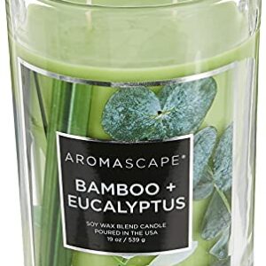 Aromascape PT41900 2-Wick Scented Jar Candle, Bamboo & Eucalyptus, 19-Ounce, Green