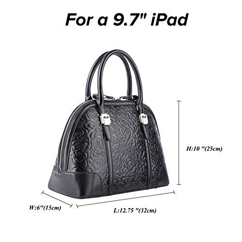 Banuce Black Embossed Pattern Leather Handbags for Women Purse Shoulder Tote Bag