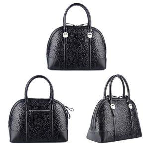 Banuce Black Embossed Pattern Leather Handbags for Women Purse Shoulder Tote Bag