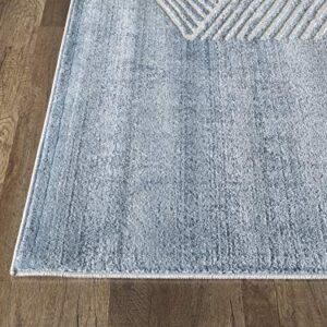 Abani Rugs Blue & Beige Diagonal Lines Area Rug Modern Style, Vista Collection | Turkish Made Superior Comfort & Construction | Stain Shedding Resistant, 7'9" x 10'2" Rectangle