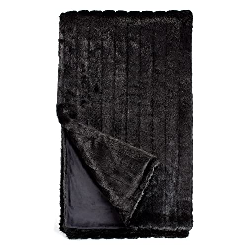 Fabulous-Furs Donna Salyers Couture Mink Faux-Fur Throw Blanket, Soft Blanket, 60x86 in, Black Mink