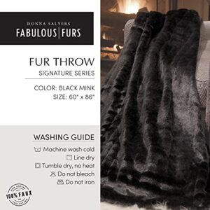 Fabulous-Furs Donna Salyers Couture Mink Faux-Fur Throw Blanket, Soft Blanket, 60x86 in, Black Mink