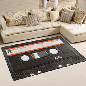 wozo old cassette tape music area rug rugs non-slip floor mat doormats living dining room bedroom dorm 60 x 39 inches inches home decor