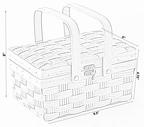 Vintiquewise Small Woodchip Picnic Basket with Cover and Folding Handles
