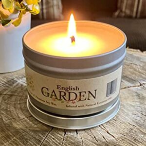 English Garden - Floral Aromatherapy Soy Candle for Stress Relief, Relaxation, Anxiety, Comfort & Sleep- Mixed Scents of Lilac, Rose & Jasmine-Soy Wax Infused w/Natural Oils, Made in The U.S.A.