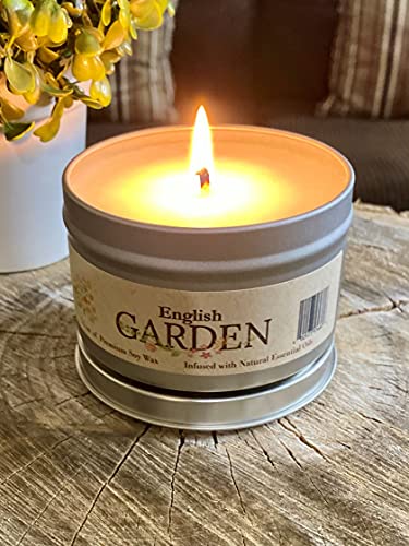 English Garden - Floral Aromatherapy Soy Candle for Stress Relief, Relaxation, Anxiety, Comfort & Sleep- Mixed Scents of Lilac, Rose & Jasmine-Soy Wax Infused w/Natural Oils, Made in The U.S.A.