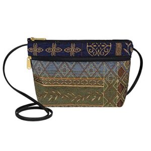 danny k women’s tapestry zipper purse crossbody handbag, adjustable cord, handmade in usa (neptune/blue)