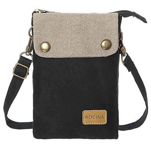 AOCINA Small Crossbody Bags for Women Cell Phone Purse Thread Wallet Crossbody Bag for Teen Girls(A-Black)