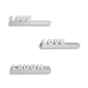 danya b™ decorative live love laugh white wall shelves (set of 3)