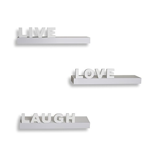 Danya B™ Decorative Live Love Laugh White Wall Shelves (Set of 3)