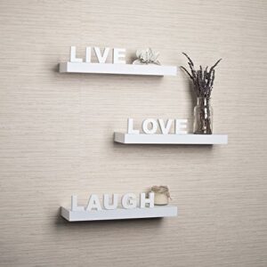 Danya B™ Decorative Live Love Laugh White Wall Shelves (Set of 3)