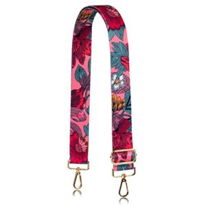 allzedream flower purse straps replacement crossbody shoulder bags wide adjustable (red)