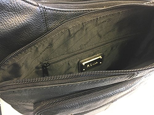 Roma Leathers Stylish Leather Locking Concealment Crossbody Purse, Black