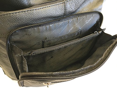 Roma Leathers Stylish Leather Locking Concealment Crossbody Purse, Black