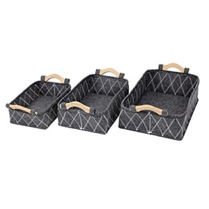 Bins & Things Felt Storage Bins Basket Set of 3 (S, M, L) Fabric Storage Organizing Baskets with Durable Handles - Home Storage Organizer Made with Thick Durable Felt Materials - Fabric Storage Basket