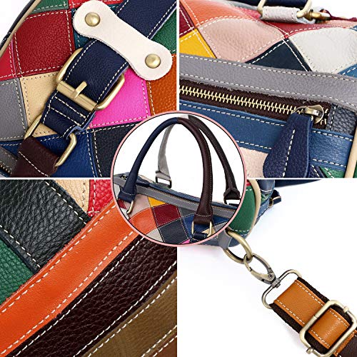 Segater® Women’s Multicolor Boston Tote Bag Genuine Leather Colorful Large Tote Handbag Purse Cross Body Bag Hobo bag Best Gift for Christmas