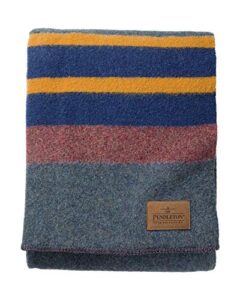 pendleton yakima camp thick warm wool indoor outdoor striped throw blanket, lake, twin size