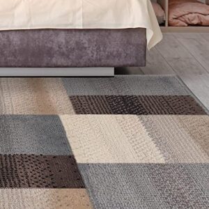 SUPERIOR Indoor Large Area Rug, Jute Backed, Perfect for Entryway, Office, Living/Dining Room, Bedroom, Kitchen, Modern Geometric Patchwork Floor Decor, Clifton Collection, 8' x 10', Grey/Brown