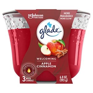 glade candle apple cinnamon, fragrance candle infused with essential oils, air freshener candle, 3-wick candle, 6.8 oz