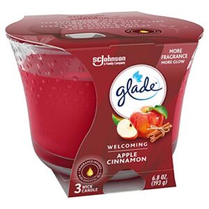 Glade Candle Apple Cinnamon, Fragrance Candle Infused With Essential Oils, Air Freshener Candle, 3-Wick Candle, 6.8 Oz