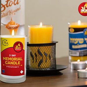 3 Day Yahrtzeit Candle - 1 Pack - 72 Hour Kosher Memorial and Yom Kippur Candle in Glass Jar