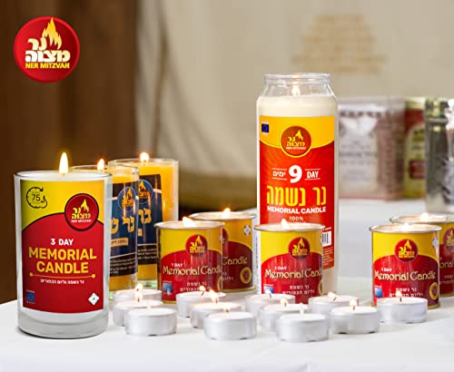 3 Day Yahrtzeit Candle - 1 Pack - 72 Hour Kosher Memorial and Yom Kippur Candle in Glass Jar