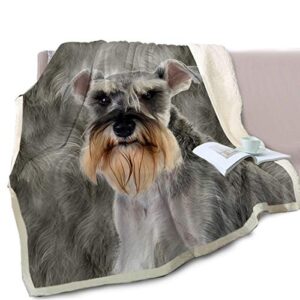 BlessLiving Schnauzer Blanket Soft Sherpa Blanket Throw Fleece Blanket Super Soft Cozy Warm Puppy Dog Throw Blanket for Couch Chair Bed Sofa Office Cute Schnauzer Gifts (Throw, 50 x 60 Inches)