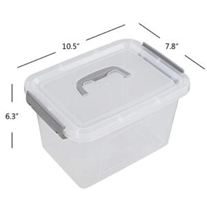 Vababa 6 Quart Clear Plastic Storage Box, Latch Box with Handle, 6-Pack