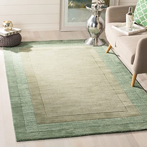 SAFAVIEH Impressions Collection 7'6" x 9'6" Green / Beige IM821D Handmade Premium Wool Area Rug