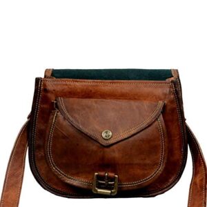 9 inch Women Leather Cross-body Shoulder Bag Satchel ladies Purse Genuine Multi Pocket Saddle Vintage Handmade Travel