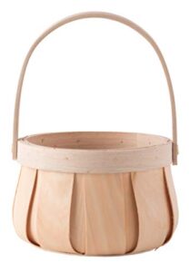 small round natural woodchip wooden decorative storage basket with handle